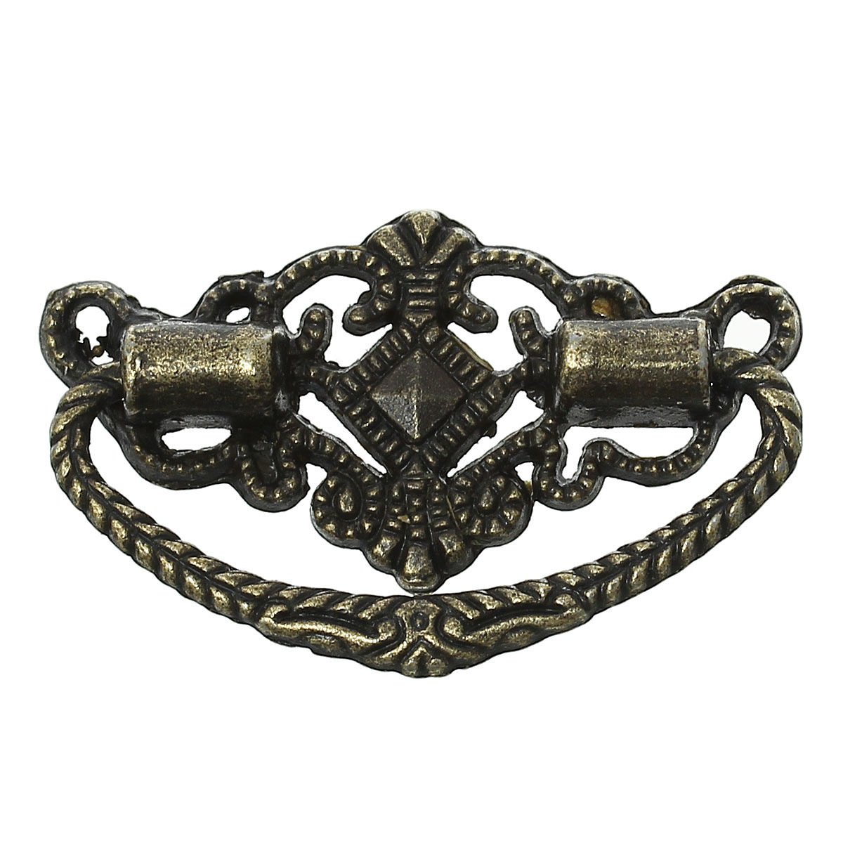 Picture of Zinc Based Alloy Drawer Handles Pulls Knobs Cabinet Furniture Hardware Irregular Antique Bronze Flower Hollow 48mm(1 7/8") x 24mm(1"), 5 PCs