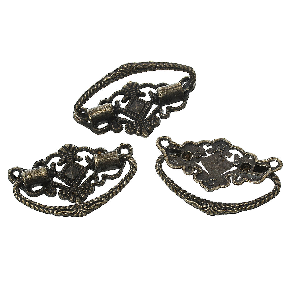 Picture of Zinc Based Alloy Drawer Handles Pulls Knobs Cabinet Furniture Hardware Irregular Antique Bronze Flower Hollow 48mm(1 7/8") x 24mm(1"), 5 PCs