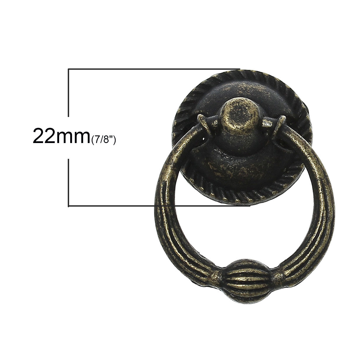 Bild von Zinklegierung Kistengriff Rund Bronzefarbe Streifen 22mm 5 Stück
