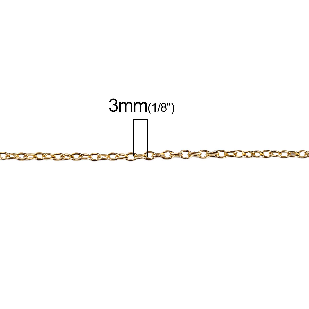 Picture of Jewelry Necklace Oval Gold Plated Cable Chain 45.7cm(18") long, Chain Size: 3x2mm(1/8"x1/8"), 1 Plate(Approx 12 PCs)