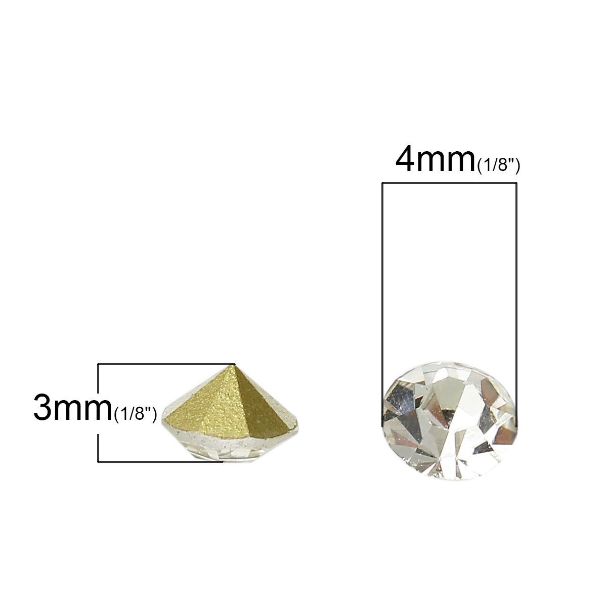 Bild von Strass Kegel Transparent Facettiert 4mm x 3mm, 1000Stück
