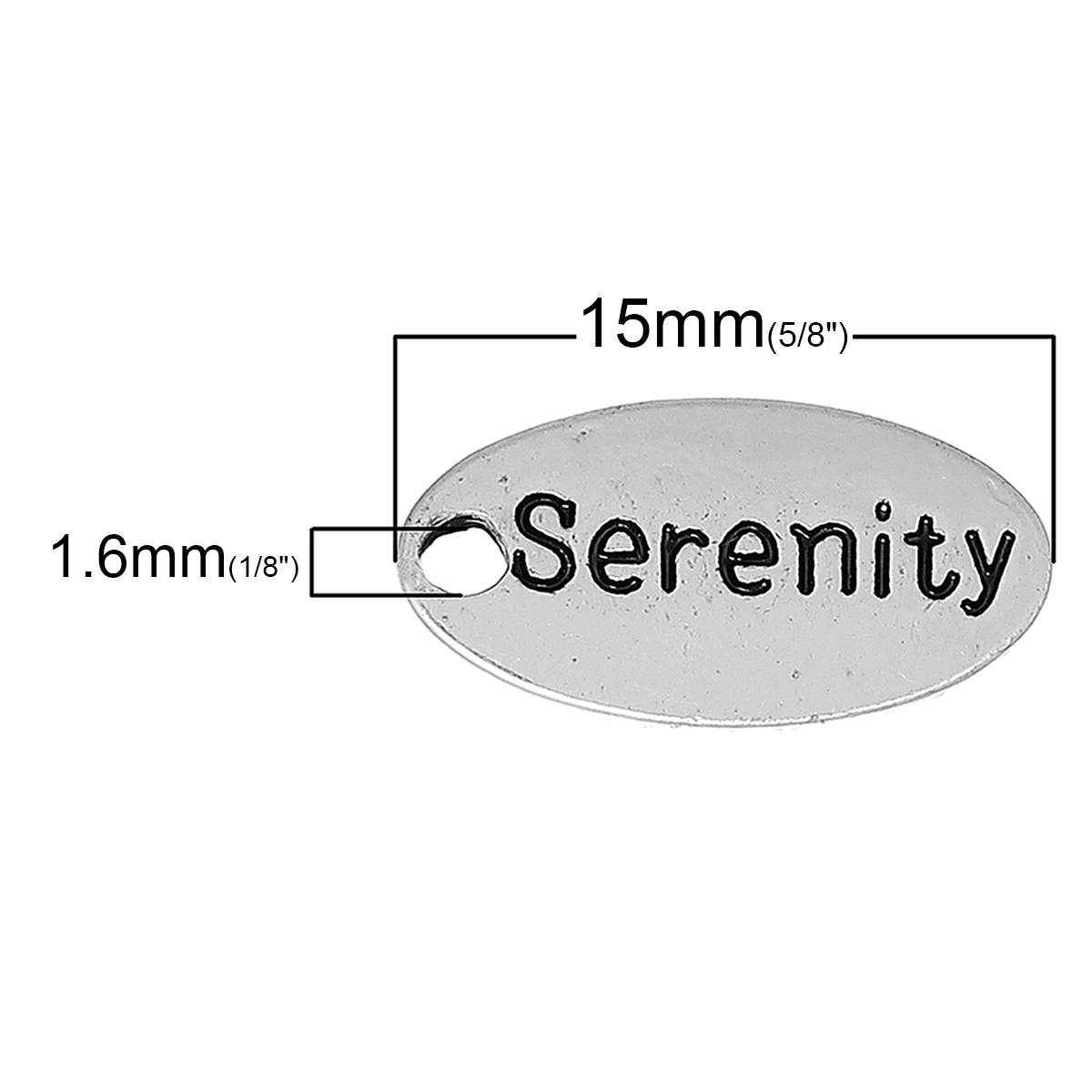Imagen de Colgantes Aleación Óvalo Plata Antigua Mensaje Patrón " Serenity " 15mmx 8mm, 10 Unidades
