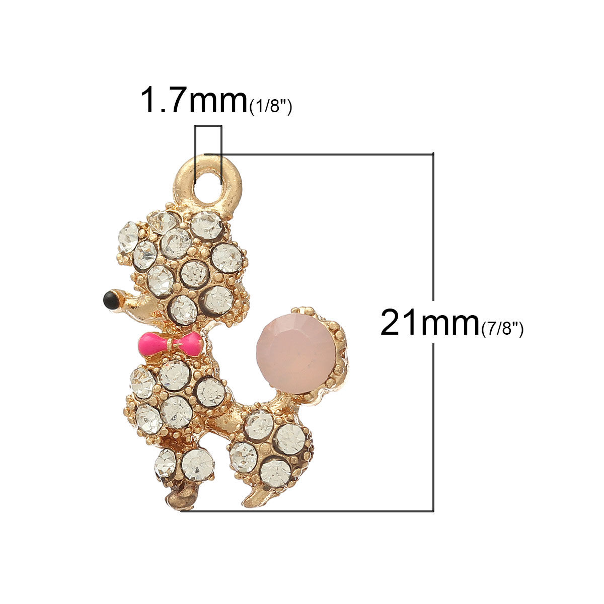 Imagen de Colgantes Aleación Perro Animal Chapado en Oro Transparente Rhinestone  Esmalte 21mmx 15mm, 5 Unidades