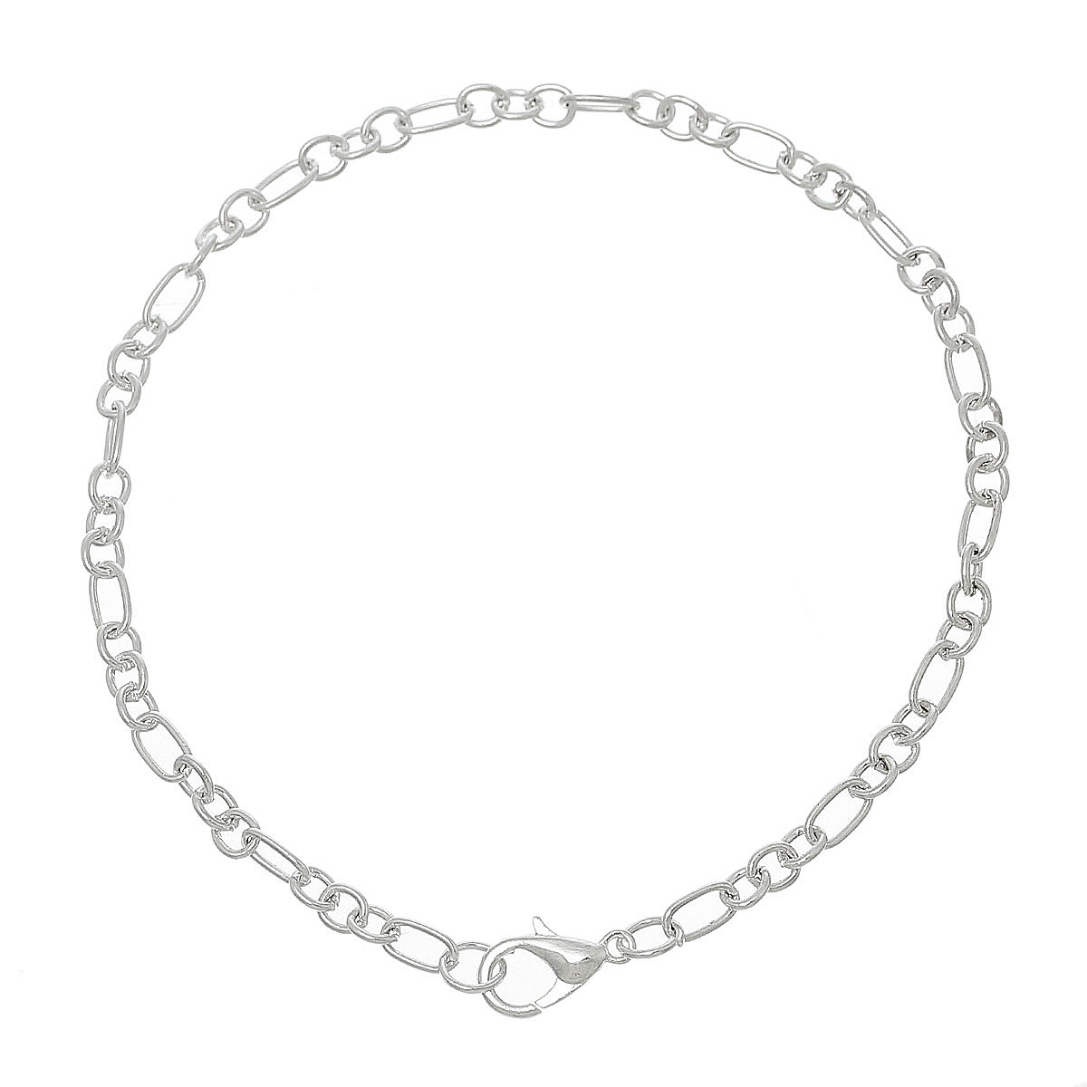 Picture of Lobster Clasp 3:1 Chains Bracelets Silver Plated 20.0cm(7 7/8") long, 1 Plate(Approx 12PCs/Plate)