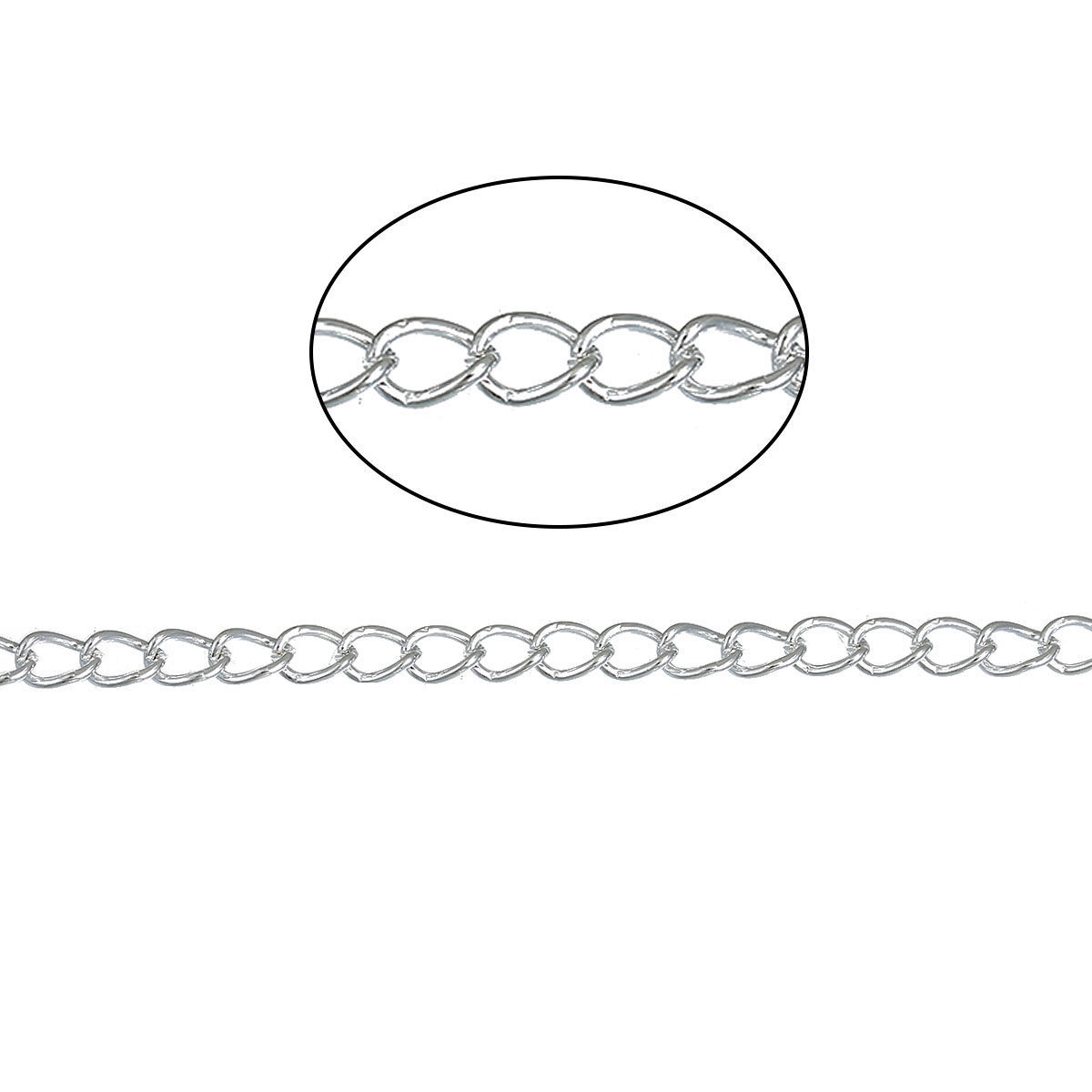 Bild von Zinklegierung Offen Panzerkette Kette Versilbert 5x3mm, 100 Meter