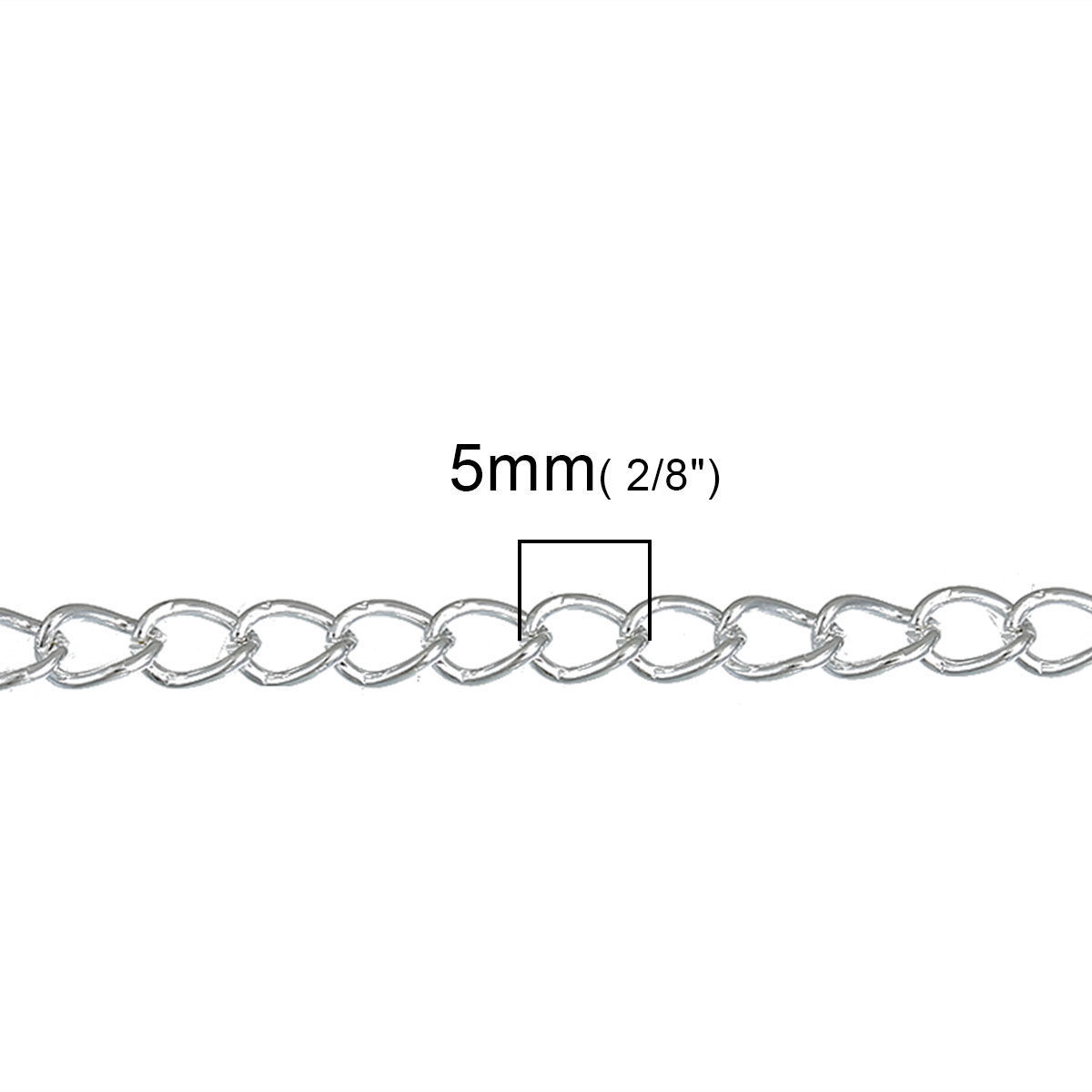 Bild von Zinklegierung Offen Panzerkette Kette Versilbert 5x3mm, 100 Meter
