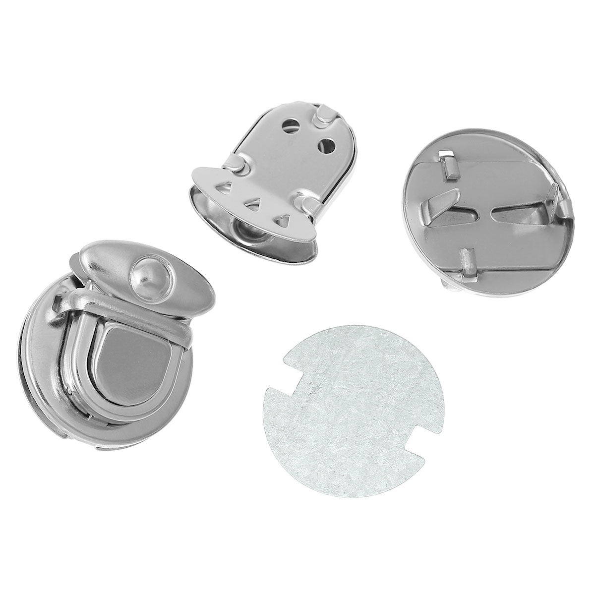 Picture of Iron Based Alloy Purse Handbag Lock Clasps Closure Silver Tone 3x2.5cm(1 1/8"x1") 3cm(1 1/8") Dia 3cm(1 1/8") Dia, 10 Sets(3 PCs/Set)