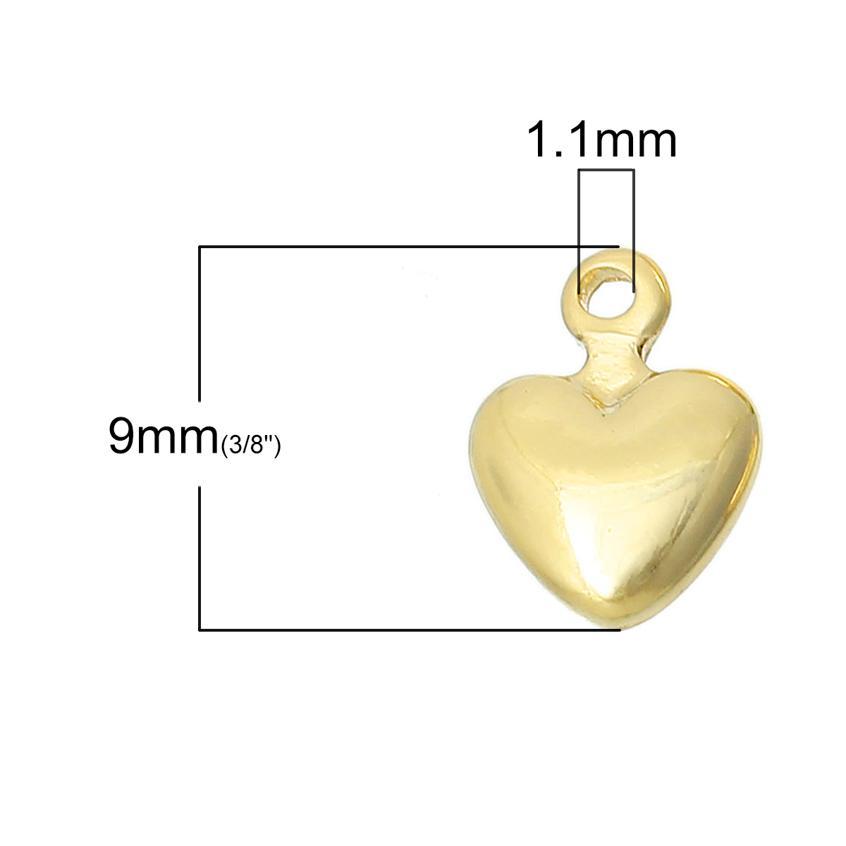 Picture of Brass Pendants 14K Gold Color Heart 9mm x 7mm, 10 PCs