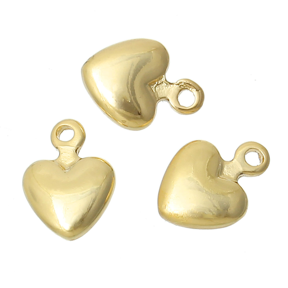 Picture of Brass Pendants 14K Gold Color Heart 9mm x 7mm, 10 PCs