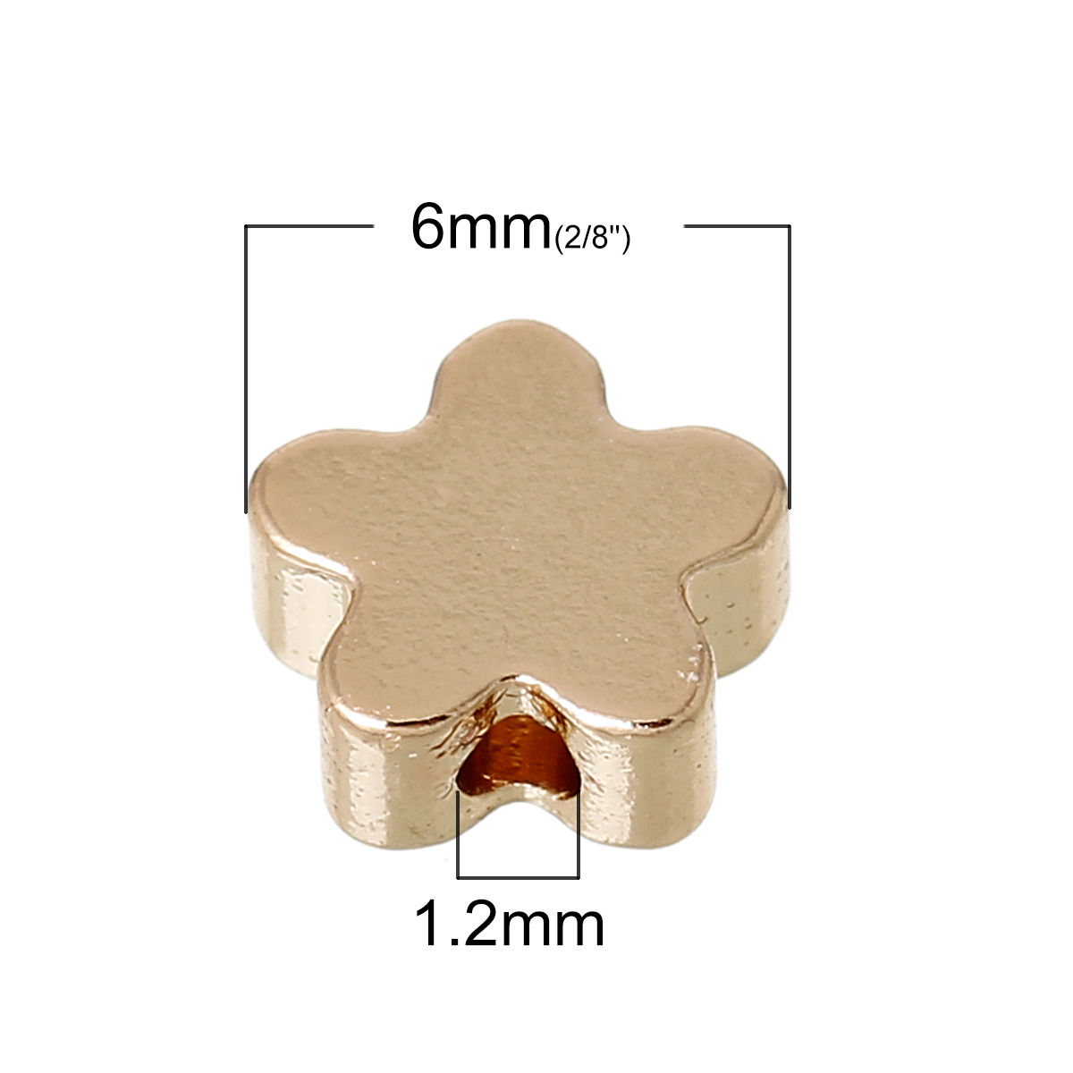 Picture of Brass Spacer Beads For DIY Jewelry Making 14K Gold Color Pentagram Star 6mm x 6mm, Hole: Approx 1.2mm, 20 PCs