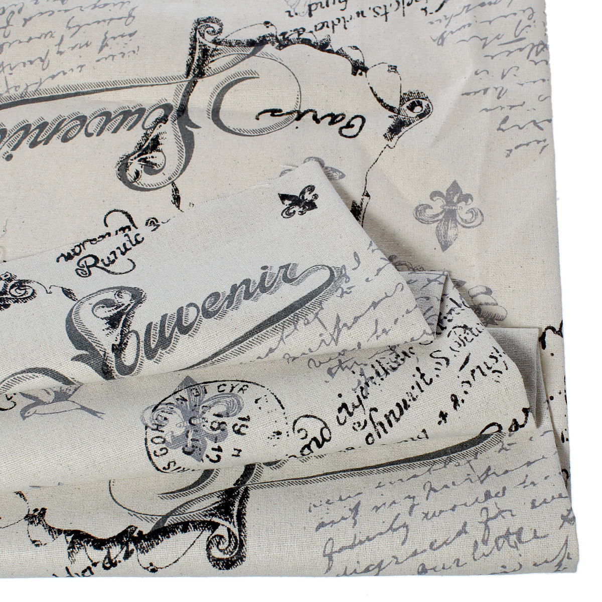 Picture of Natural Cotton & Linen Fabric Alphabet Mixed Pattern Sewing DIY Cloth 150cm x 95cm(59" x 37 3/8"), 1 M