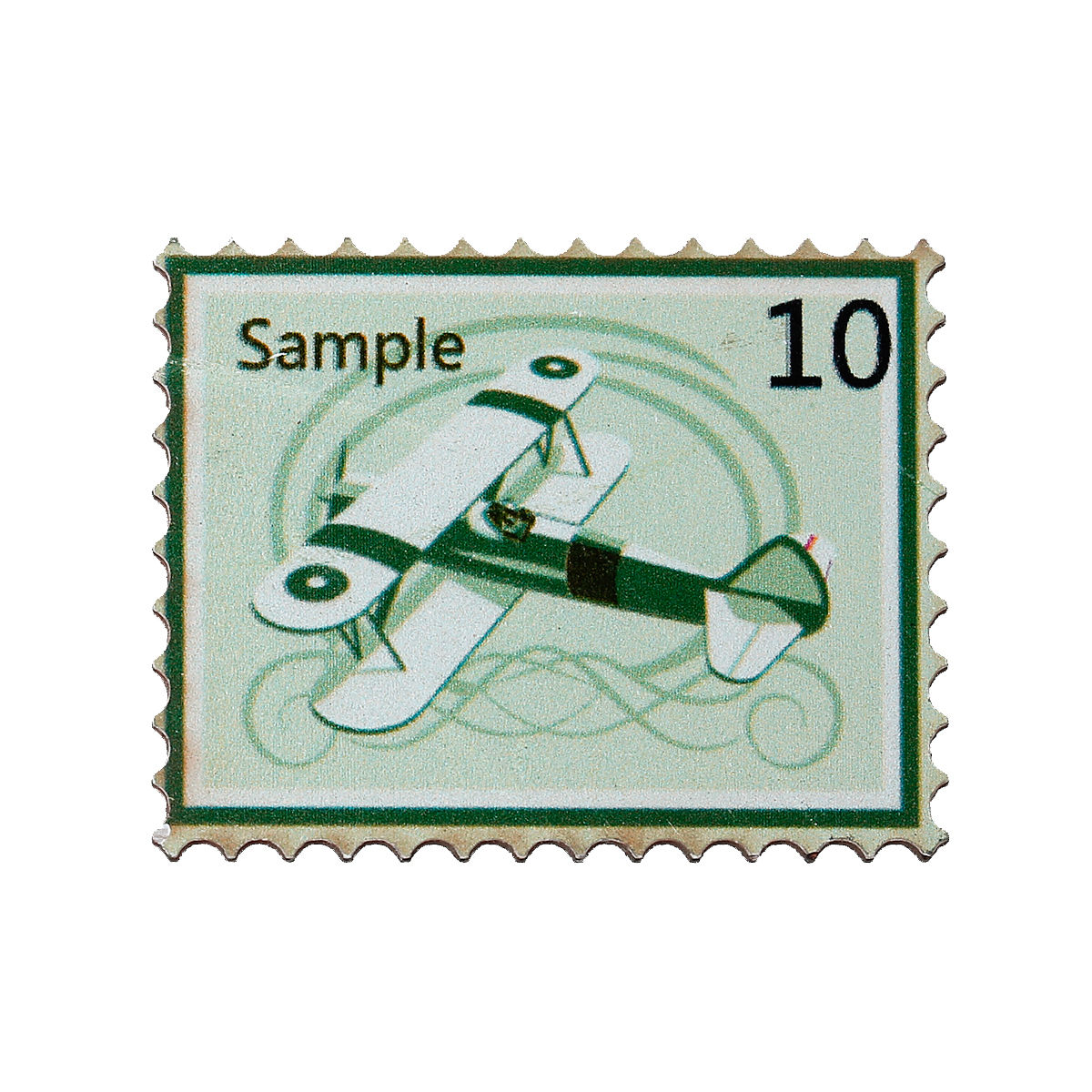 Picture of Natural Wood Embellishments Scrapbooking Postage Stamp Green Travel Airplane Message " Sample 10 " Pattern 38mm(1 4/8") x 30mm(1 1/8") , 30 PCs