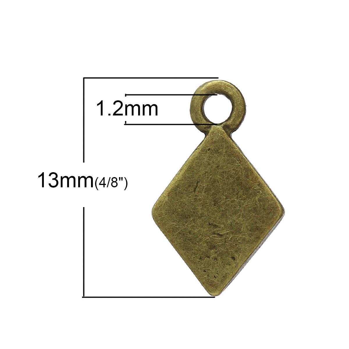 Изображение Цинковый Сплав очарование Подвески Ромб Античная Бронза 13мм x 8мм, 200 ШТ