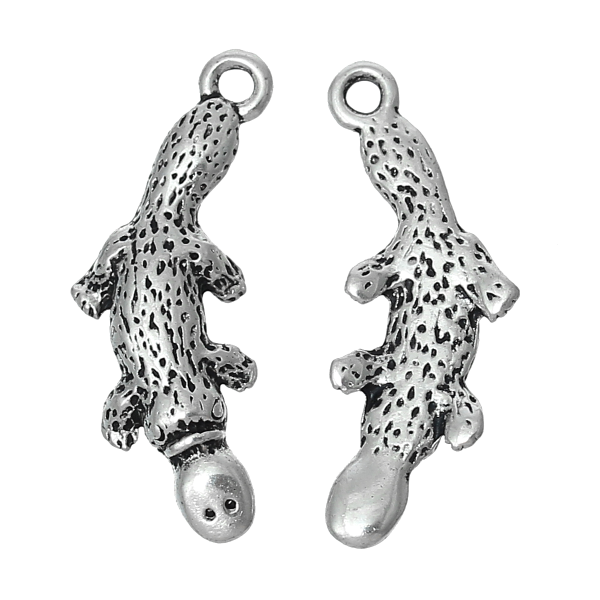 Изображение Цинковый Сплав очарование Подвески утконос Животный Античное Серебро 25мм x 10мм, 20 ШТ