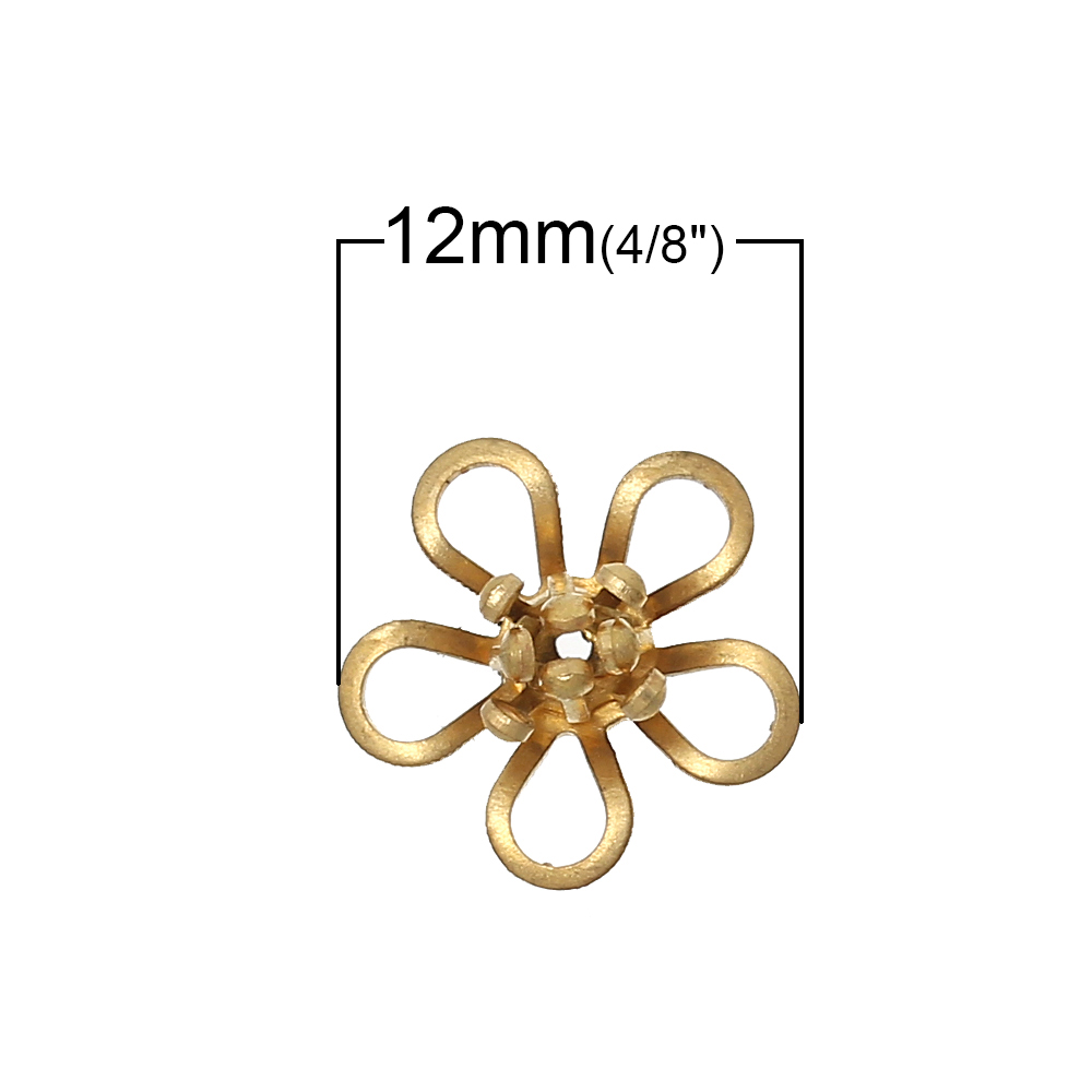 Imagen de Resultados de adornos Filigrana Estampación Original Color Sin Chapado Latón de Flor , Metálico Sin plateado Diámetro: 12mm x 12mm, 2 Unidades