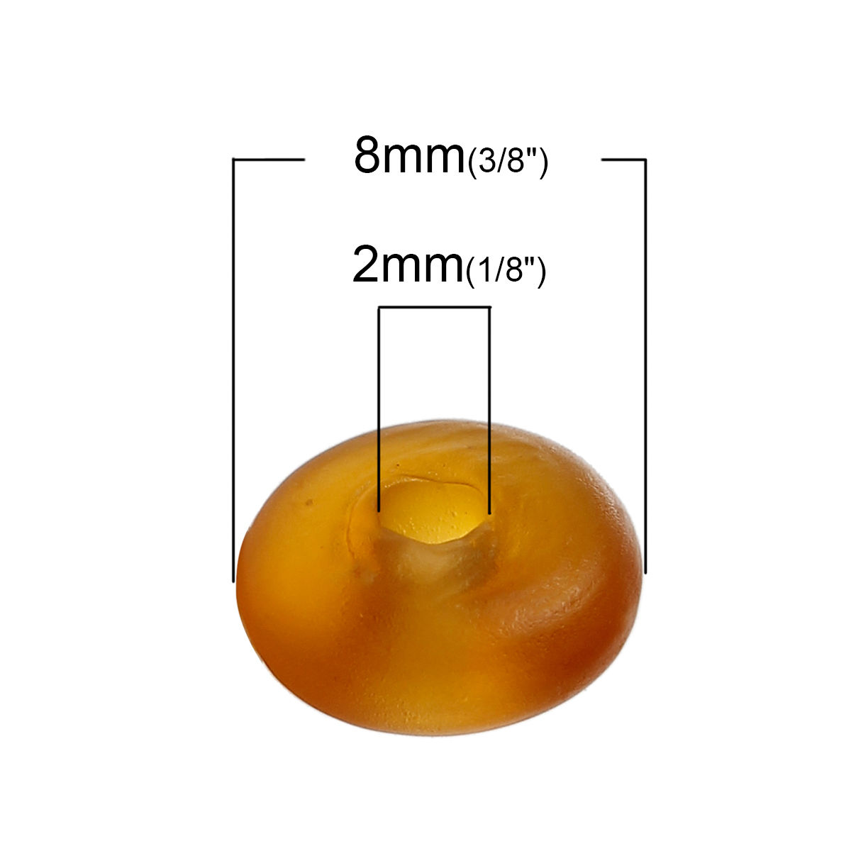 Picture of Lampwork Glass Loose Beads Round Amber Frosted About 8mm x 4mm, Hole: Approx 2mm, 50 PCs