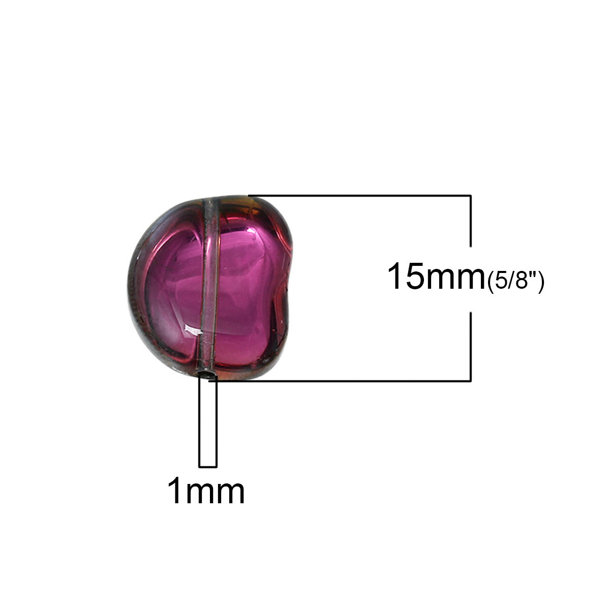 Picture of Glass Loose Beads Irregular Multicolor Transparent About 15mm x 13mm, Hole: Approx 1mm, 30 PCs