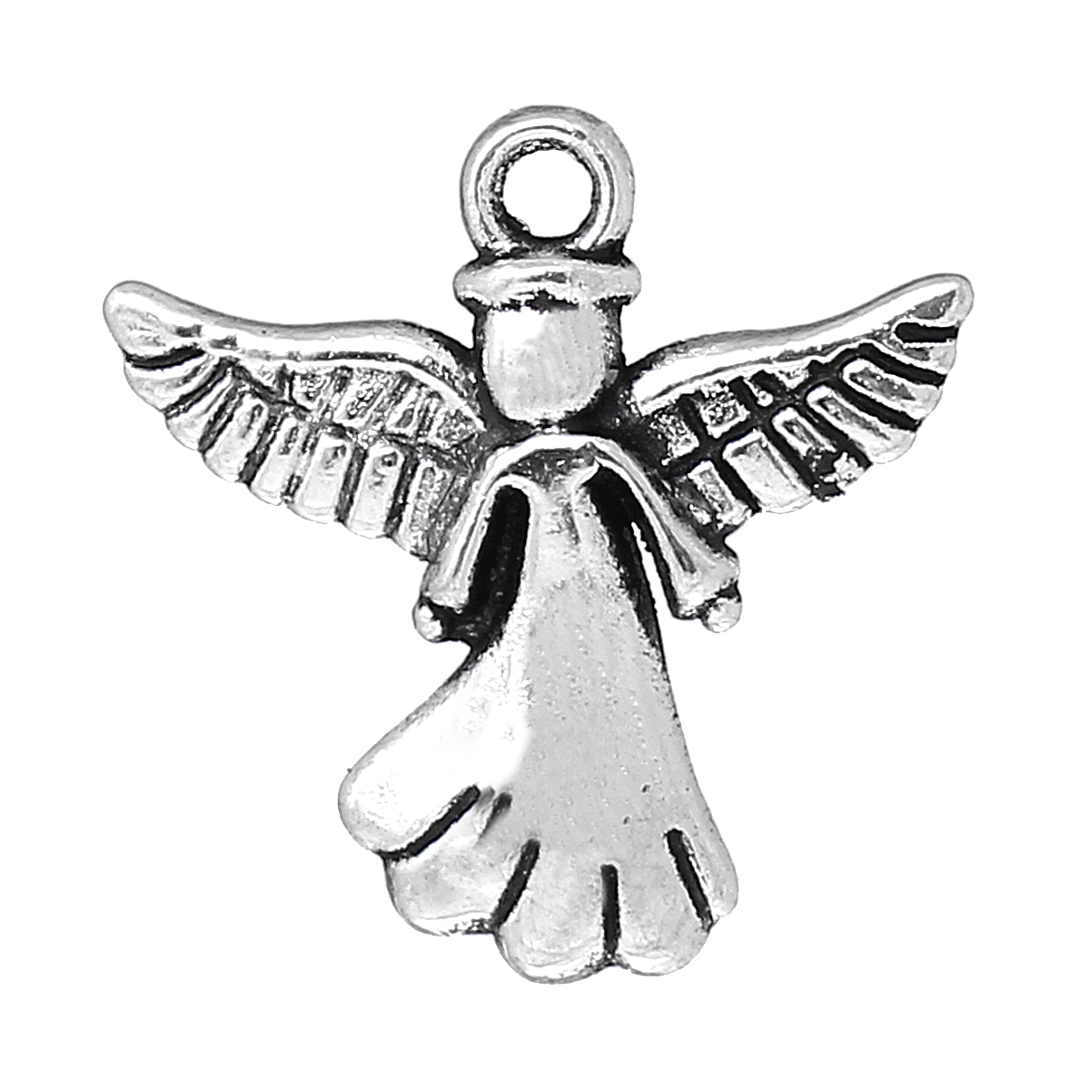 Изображение Цинковый Сплав очарование Подвески Ангел Античное Серебро 20мм x 20мм, 30 ШТ
