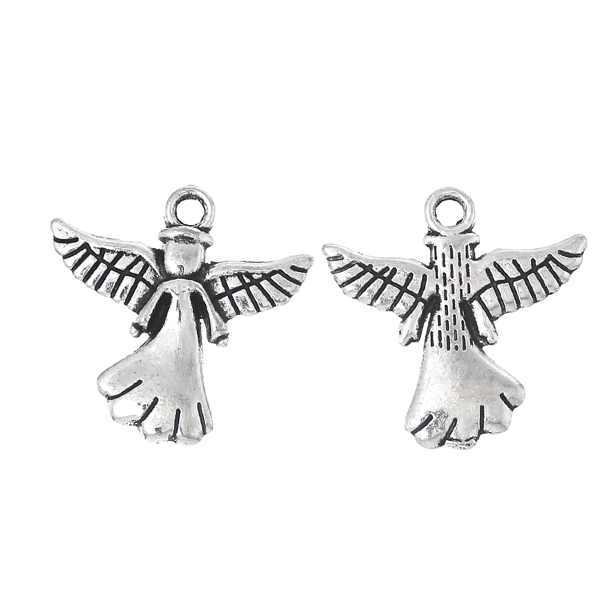 Изображение Цинковый Сплав очарование Подвески Ангел Античное Серебро 20мм x 20мм, 30 ШТ