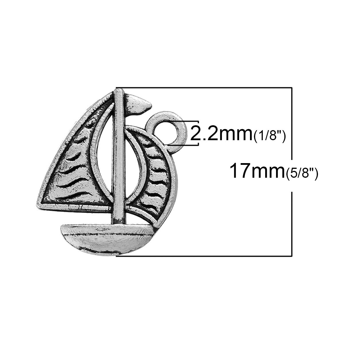 Изображение Цинковый Сплав очарование Подвески Лодка Античное Серебро 17мм x 14мм, 30 ШТ