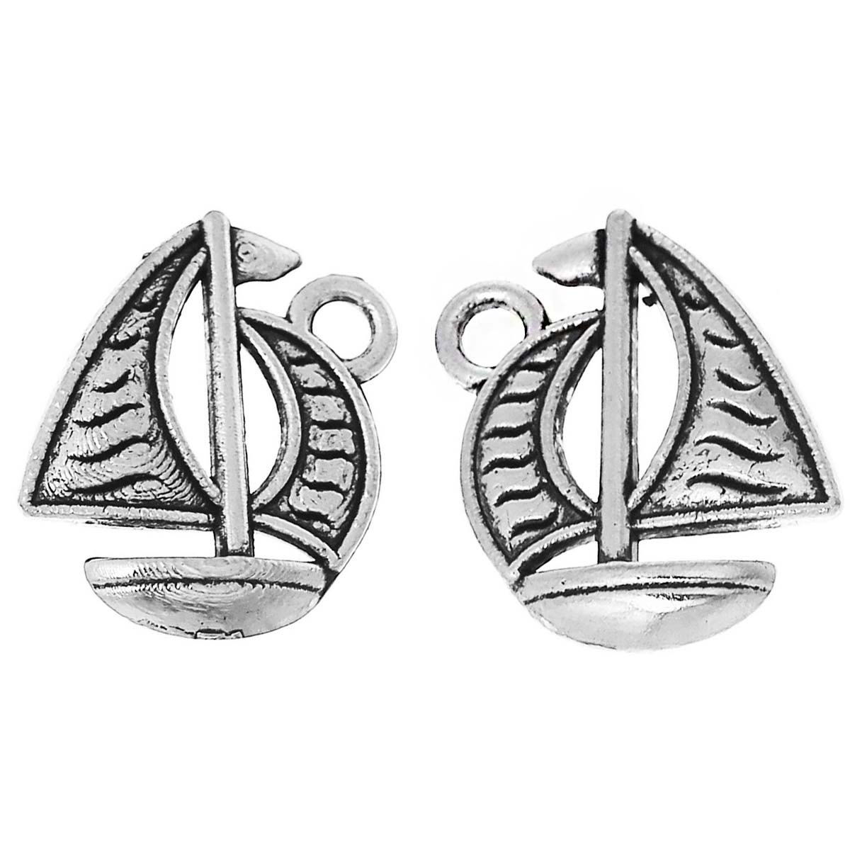 Изображение Цинковый Сплав очарование Подвески Лодка Античное Серебро 17мм x 14мм, 30 ШТ