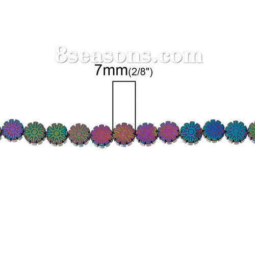 Imagen de Hematite Cuentas Flor Multicolor Aprox 7mm x 7mm, Agujero: Aprox 1mm, 40cm Longitud, 1 Sarta (Aprox 60 Unidades/Sarta)
