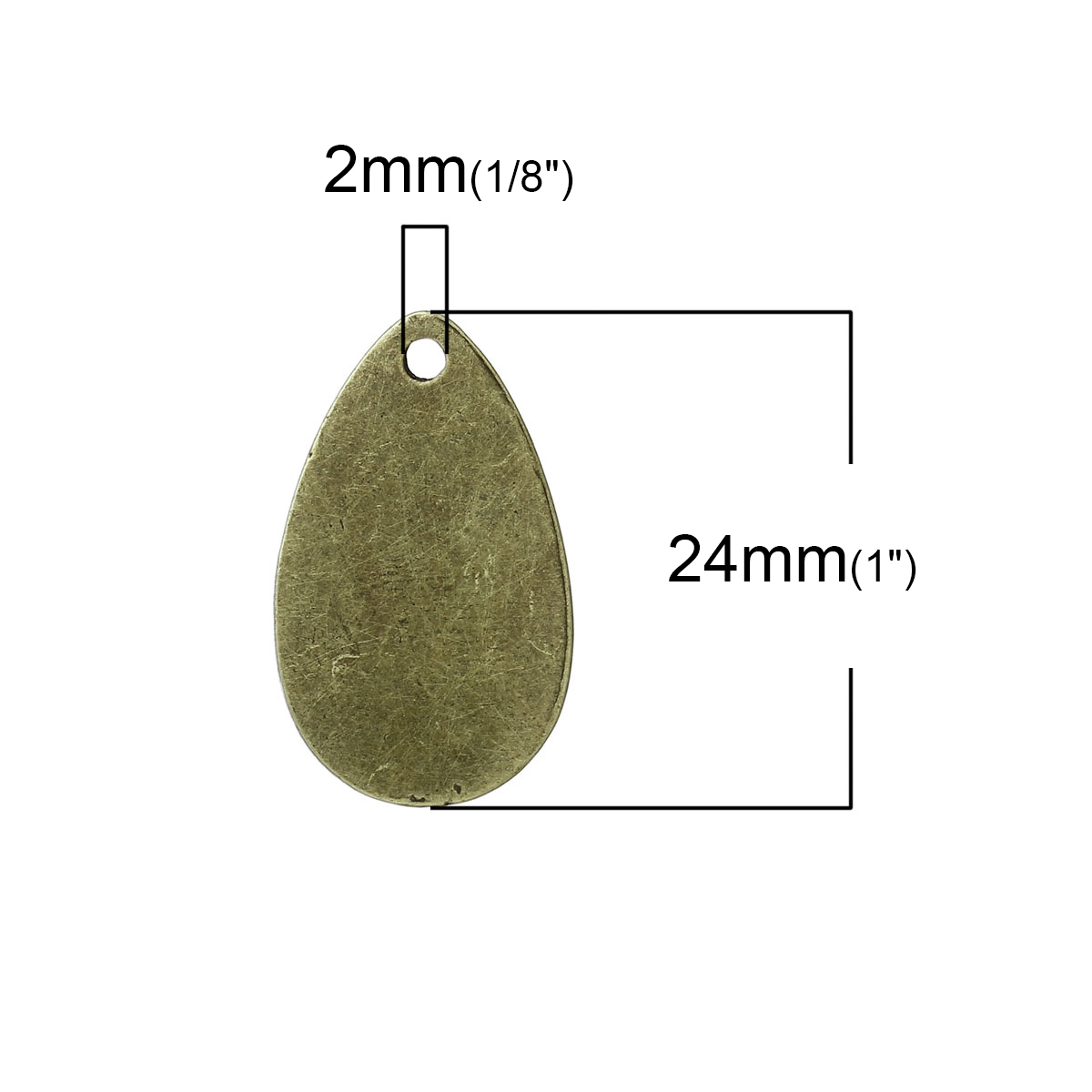 Picture of Zinc Metal Alloy Charm Pendants Teardrop Antique Bronze 24mm(1") x 14mm( 4/8"), 30 PCs