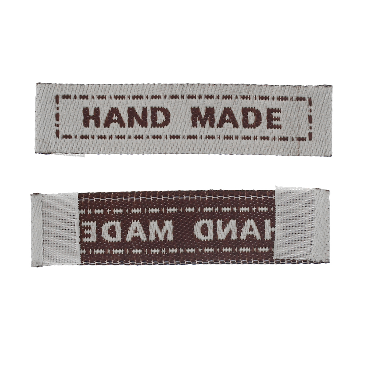 Picture of Terylene Woven Printed Labels DIY Scrapbooking Craft Rectangle Gray Message Pattern " Hand Made " 45.0mm(1 6/8") x 10.0mm( 3/8"), 100 PCs