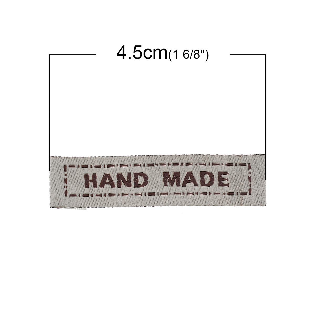 Picture of Terylene Woven Printed Labels DIY Scrapbooking Craft Rectangle Gray Message Pattern " Hand Made " 45.0mm(1 6/8") x 10.0mm( 3/8"), 100 PCs