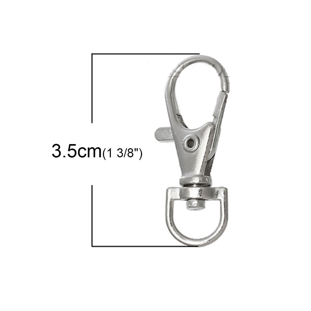 Picture of Iron Based Alloy Keychain & Keyring Silver Tone Lobster Clasp 3.5cm x 1.6cm, 50 PCs