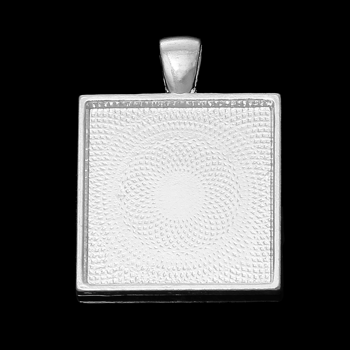 Picture of Zinc Based Alloy Cabochon Setting Pendants Square Silver Plated (Fits 25mm x 25mm) 37mm x 28mm, 10 PCs