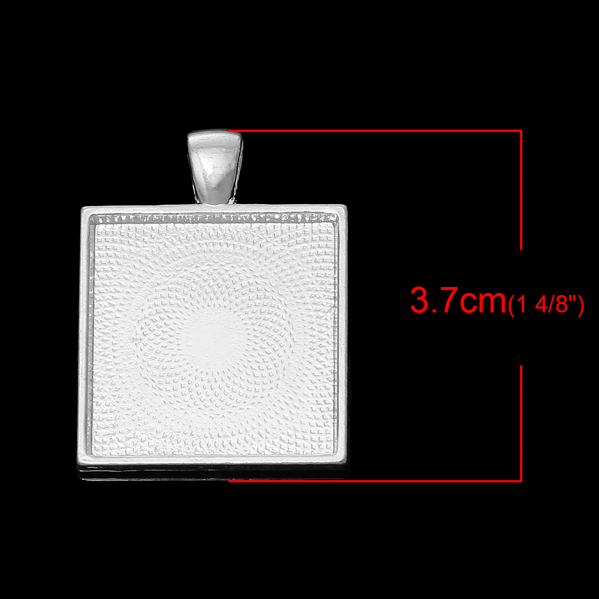 Picture of Zinc Based Alloy Cabochon Setting Pendants Square Silver Plated (Fits 25mm x 25mm) 37mm x 28mm, 10 PCs