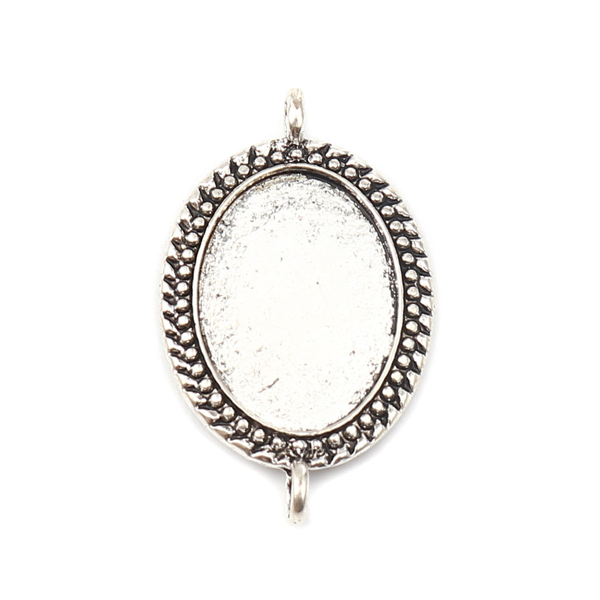 Изображение Zinc Based Alloy Cabochon Settings Connectors Findings Oval Antique Silver Color (Fits 24mmx18mm) 41mm x 25mm, 5 PCs