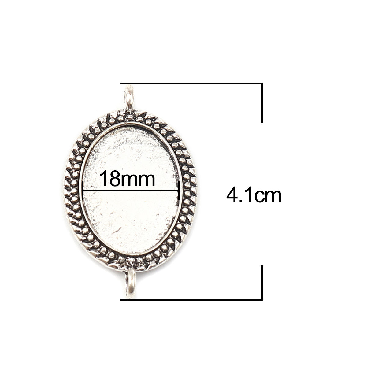 Изображение Zinc Based Alloy Cabochon Settings Connectors Findings Oval Antique Silver Color (Fits 24mmx18mm) 41mm x 25mm, 5 PCs