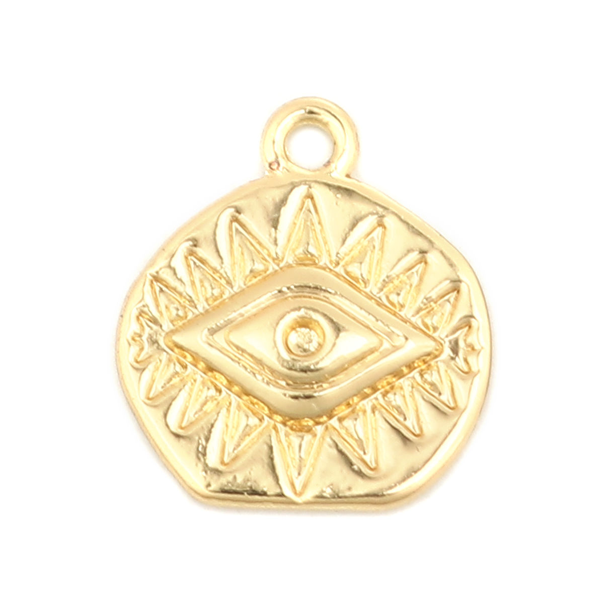 Picture of Zinc Based Alloy Religious Charms Oval Gold Plated Eye of Providence/ All-seeing Eye 15mm x 14mm, 10 PCs