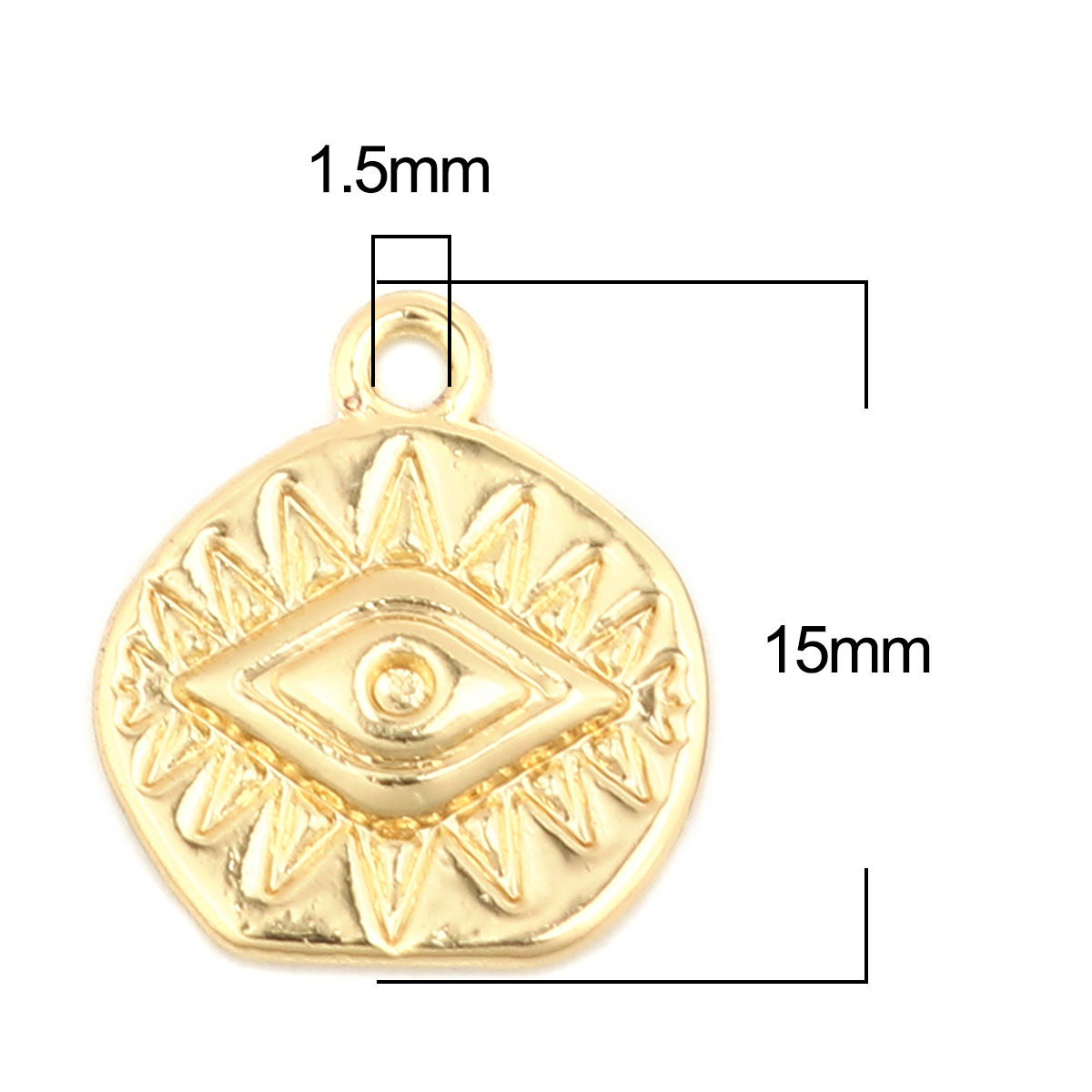 Picture of Zinc Based Alloy Religious Charms Oval Gold Plated Eye of Providence/ All-seeing Eye 15mm x 14mm, 10 PCs