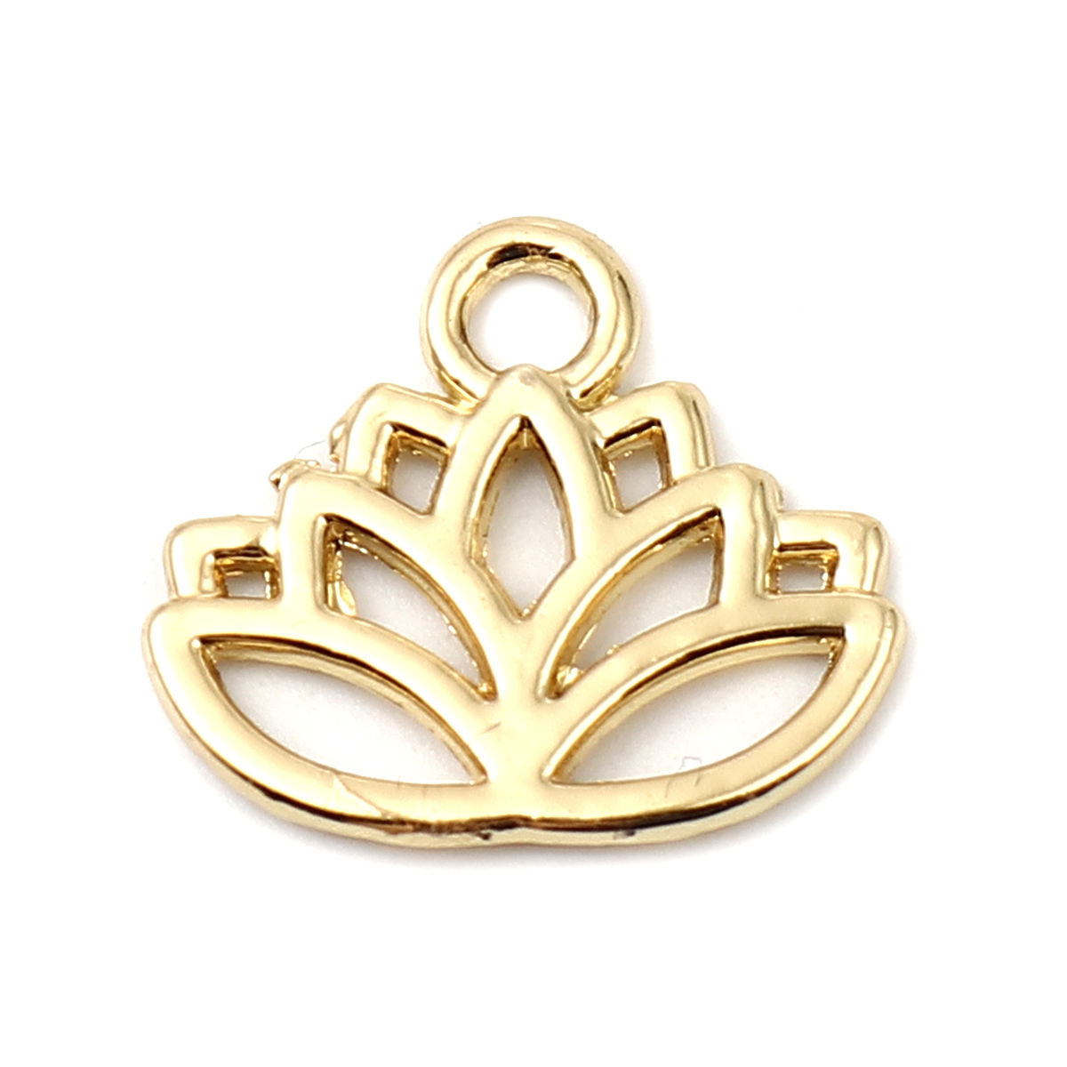 Image de Breloques Religieux en Alliage de Zinc Fleur de Lotus Plaqué Or Véritable 16K 17mm x 15mm, 10 Pcs