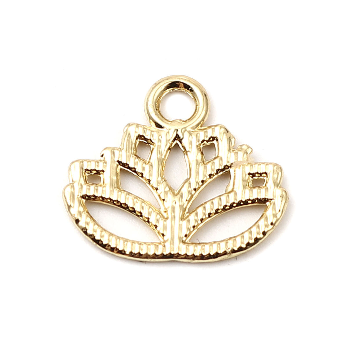 Image de Breloques Religieux en Alliage de Zinc Fleur de Lotus Plaqué Or Véritable 16K 17mm x 15mm, 10 Pcs