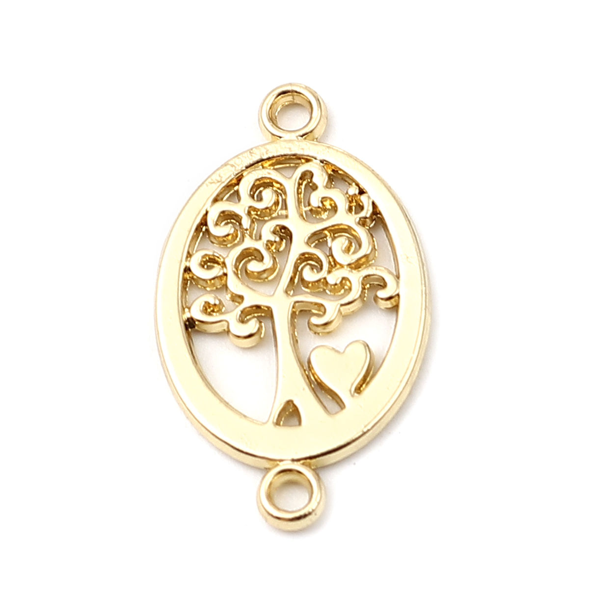 Imagen de Zamak Conectores Óvalo 16K Oro Real Chapado Árbol 23mm x 13mm, 5 Unidades