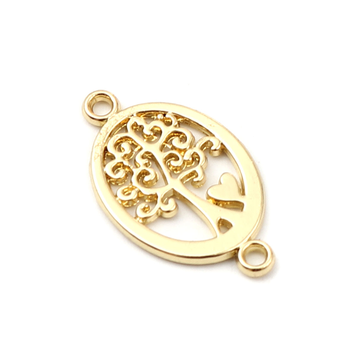 Imagen de Zamak Conectores Óvalo 16K Oro Real Chapado Árbol 23mm x 13mm, 5 Unidades