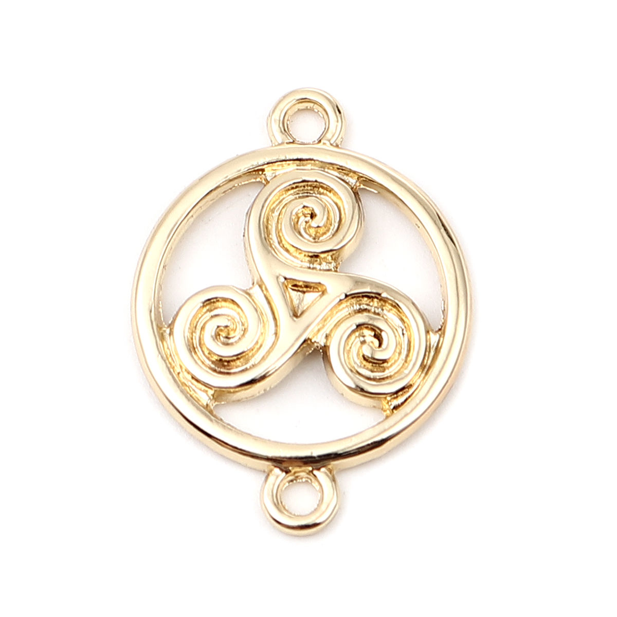 Imagen de Zamak Conectores Ronda 16K Oro Real Chapado Filigrana 28mm x 20mm, 5 Unidades