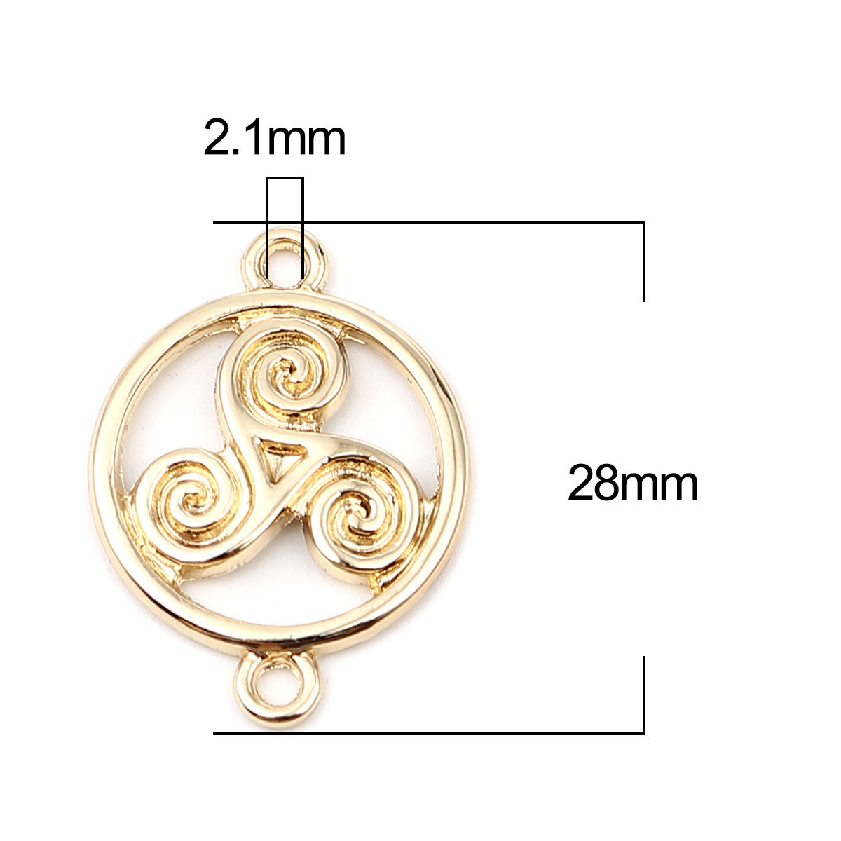 Imagen de Zamak Conectores Ronda 16K Oro Real Chapado Filigrana 28mm x 20mm, 5 Unidades
