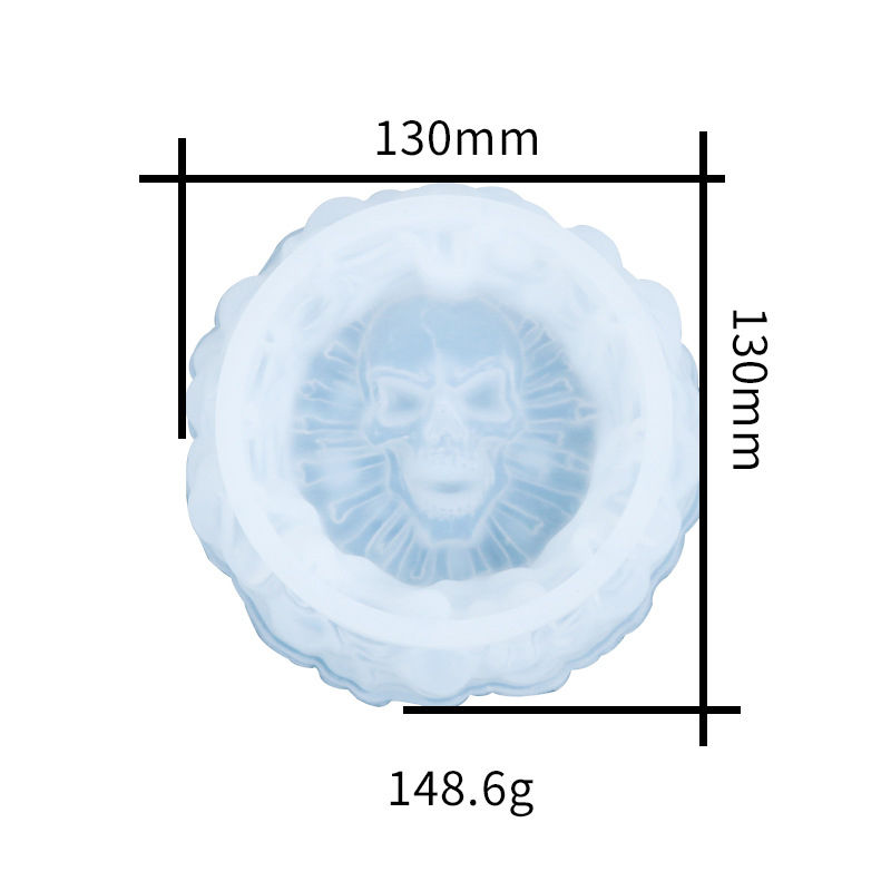 Picture of Silicone Resin Mold For Jewelry Making Ashtray Skull White 13cm x 13cm, 1 Piece
