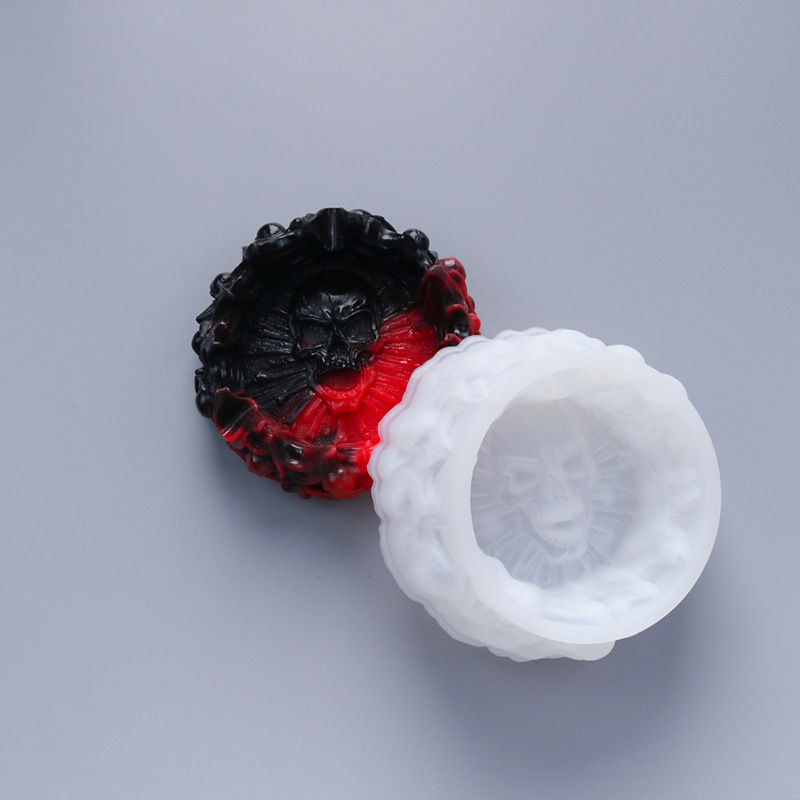 Picture of Silicone Resin Mold For Jewelry Making Ashtray Skull White 13cm x 13cm, 1 Piece
