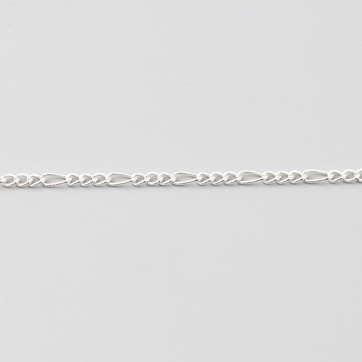 Bild von Eisenlegierung 3:1 Figaro Panzerkette Kette Versilbert 5x3mm 3x2.5mm, 5 Meter