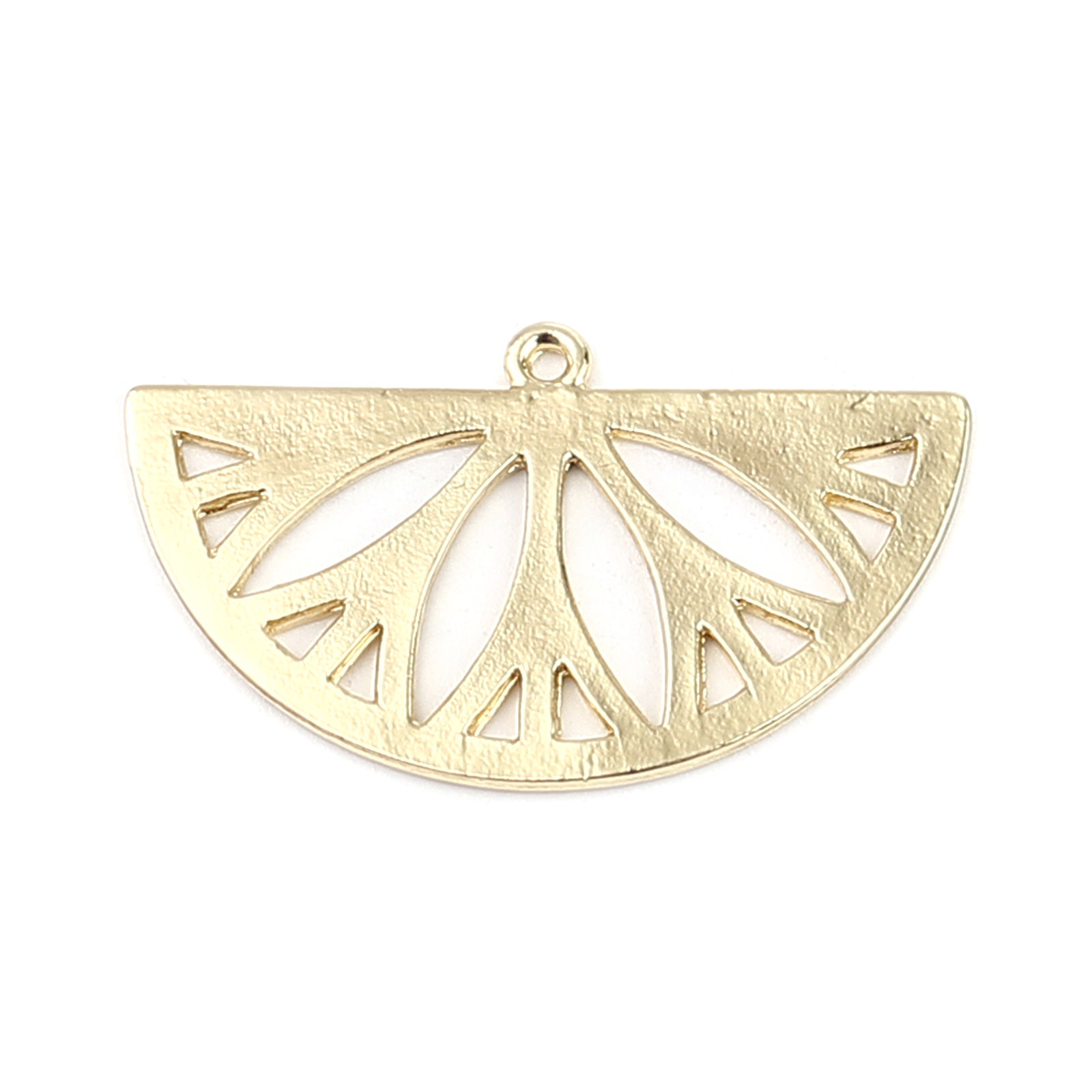 Imagen de Zamak Colgantes Medio Círculo 18K Oro Real Chapado Filigrana 35mm x 20mm, 5 Unidades