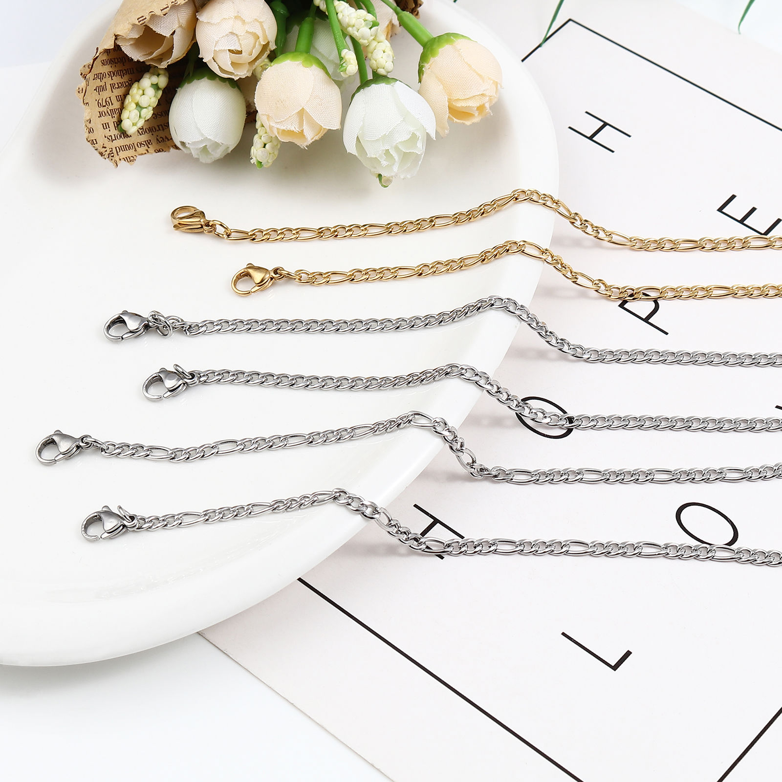 Imagen de 304 Acero Inoxidable Elegante Mascarilla y Gafas Collar con Cordón Lariat con Correa para el Cuello Tono de Plata Óvalo 54cm longitud, 1 Unidad