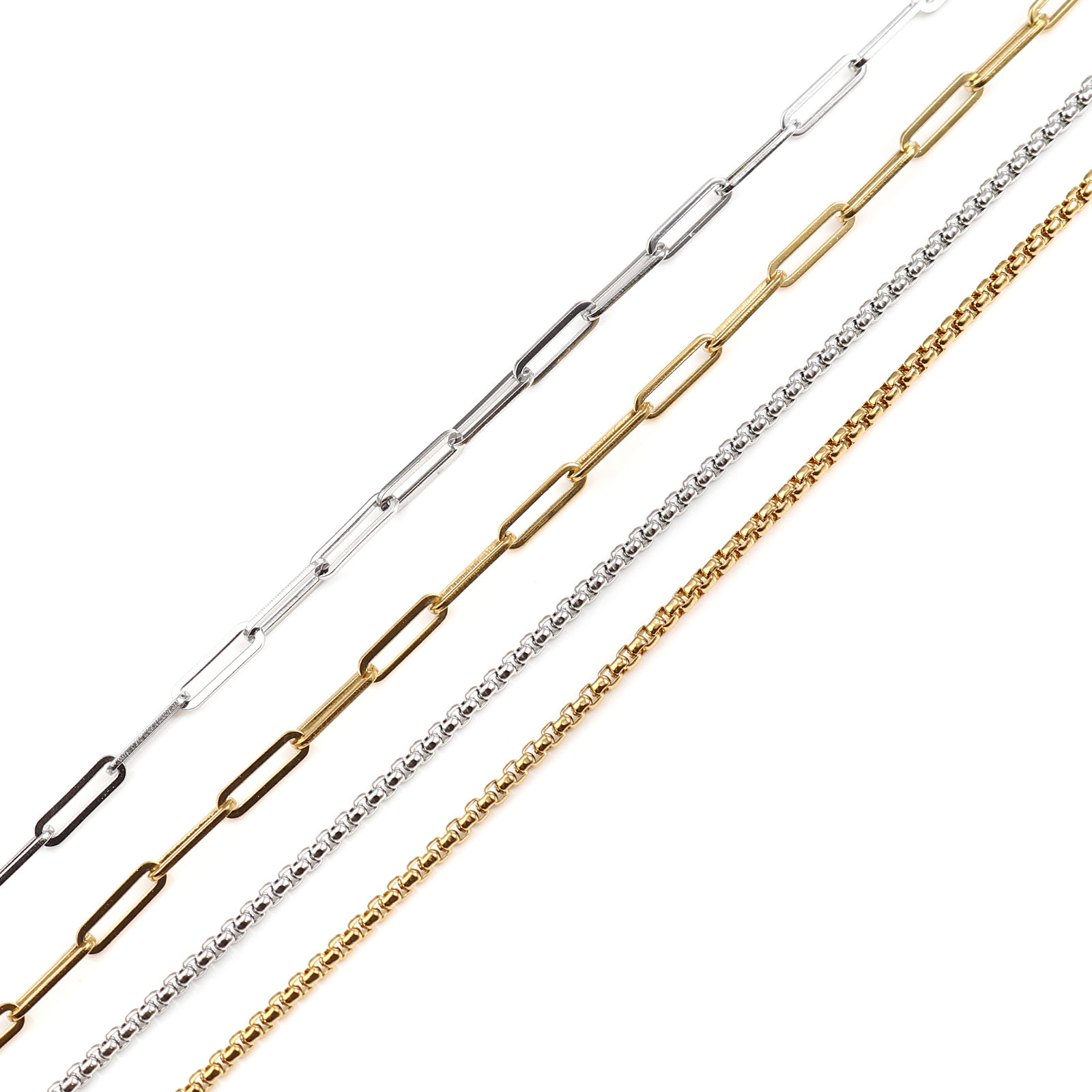 Imagen de 1 Unidad Enchapado al Vacío 304 Acero Inoxidable Elegante Mascarilla y Gafas Collar con Cordón Lariat con Correa para el Cuello Chapado en Oro Cuadrado 54.5cm longitud