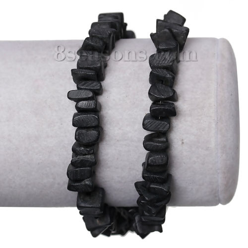 Picture of Coconut Shell Spacer Beads Irregular Black About 9mm x 7mm - 7mm x 6mm, Hole: Approx 1mm, 40cm long, 2 Strands (Approx 112 PCs/Strand)