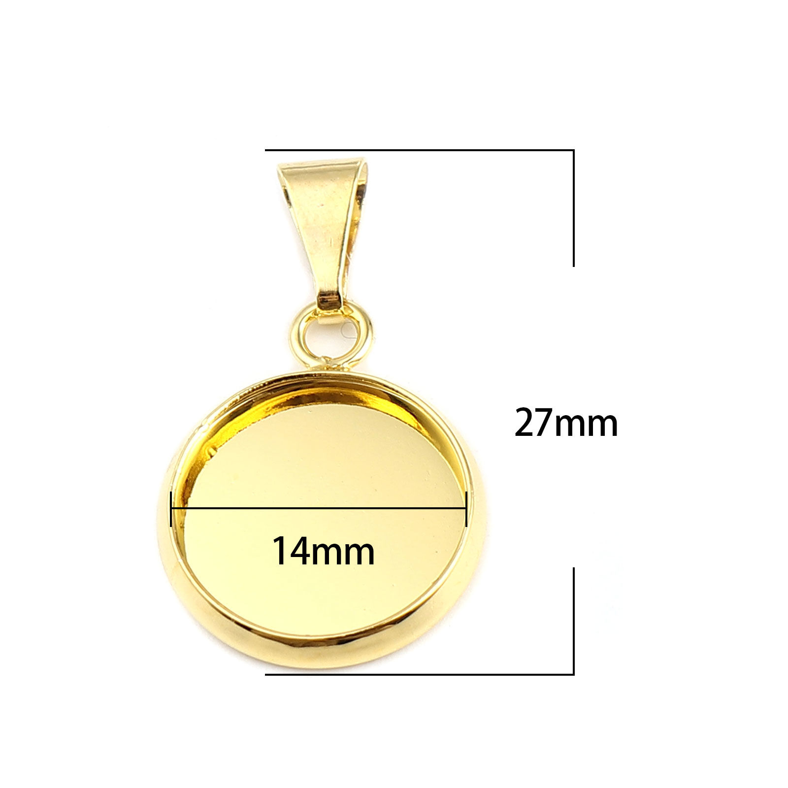 Изображение 5 ШТ Латунь Основы для Кабошонов Подвески Круглые Позолоченный (Для 14мм) 27мм x 16мм